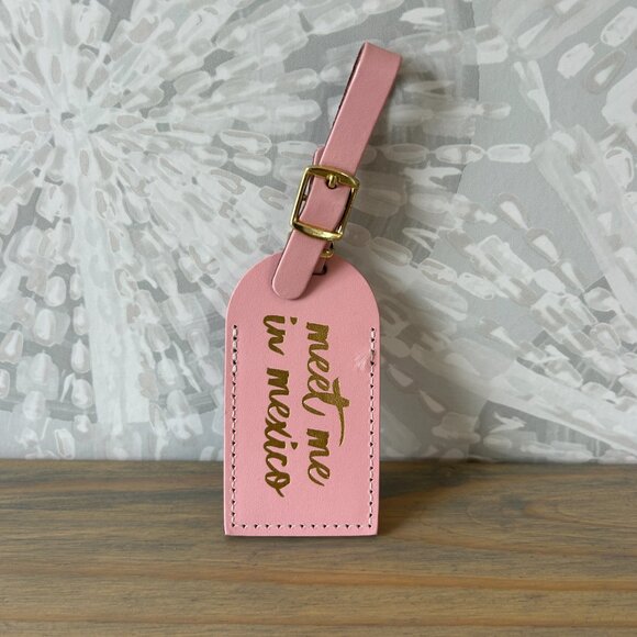 NWOT Meet Me in Mexico Luggage Tag - Pink and Gold, Unused - Picture 2 of 3